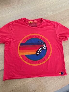 Aviator Nation Boyfriend Tee Neon Red